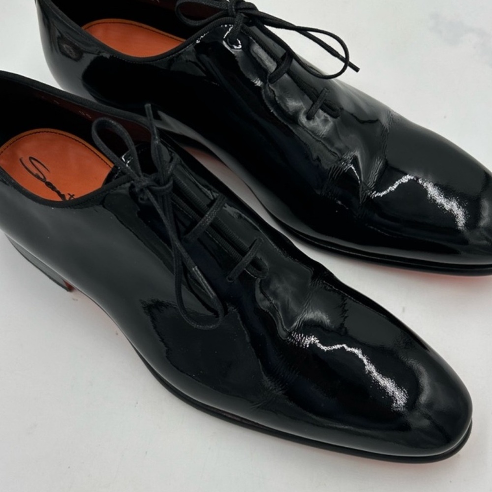 Santoni Men's Patent leather Black Men's Oxfords. Size 10. Worn once .